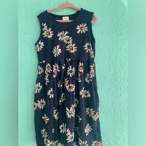 Hanna Andersson Navy Dress Daisy floral 120 6-7 summer Spring cotton tank sun